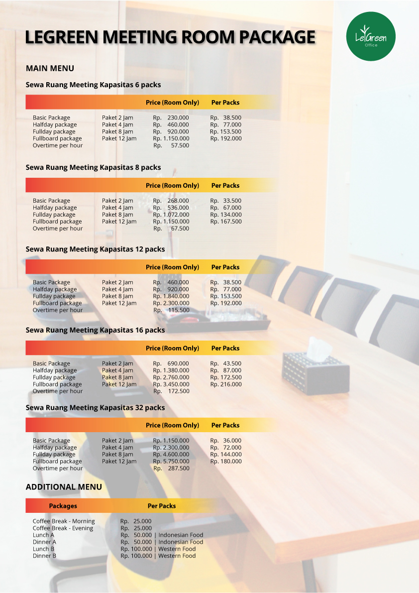 LeGreen Office Penjernihan Meeting Room Package